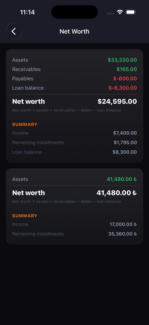 Net worth screen